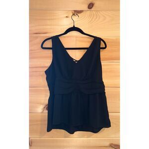 Women's Black Pleated Tank Top Blouse
